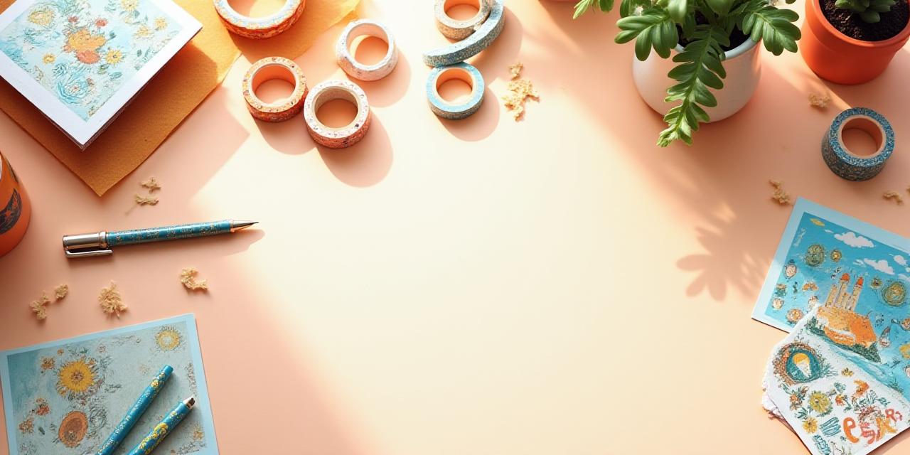 A colorful Nashville stationery desk with various artistic supplies