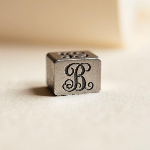 Close up of a hand-pressed monogram on high-quality paper